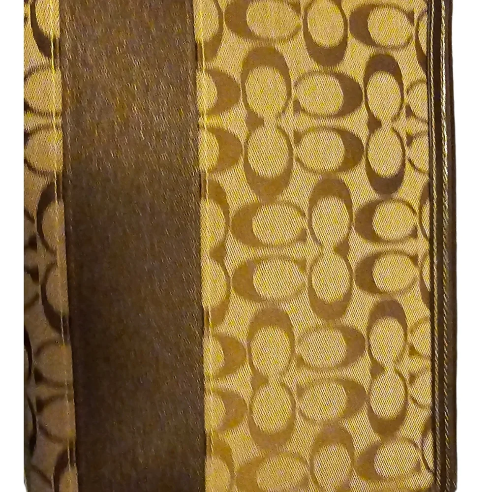 Coach Brown and Tan Signature “IPad” Bag